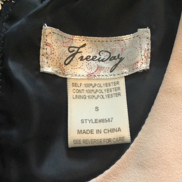 Blue/tan sleeveless swing dress with bow detail - Picture 4 of 4